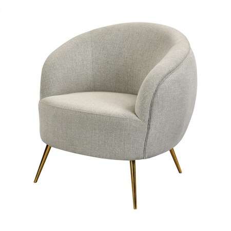 Sterling Home Seeming Chair in Grey Linen and Brass seating, Gray